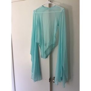 Little Black Diamond sheer bell-sleeve bodysuit